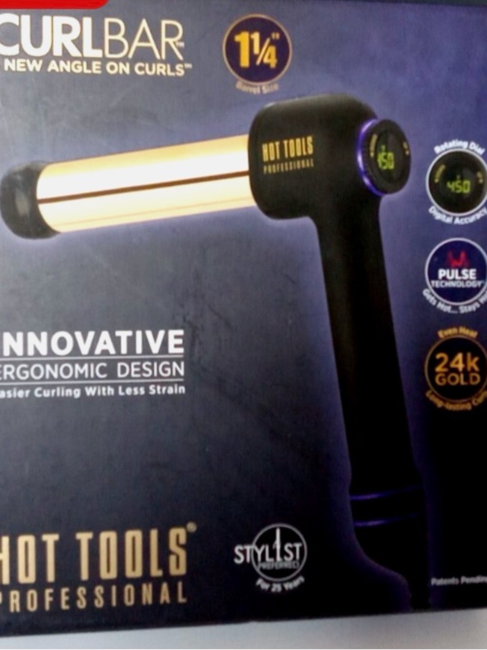 Hot Tools Professional CurlBar 1¼" Curling Iron — Black and Gold